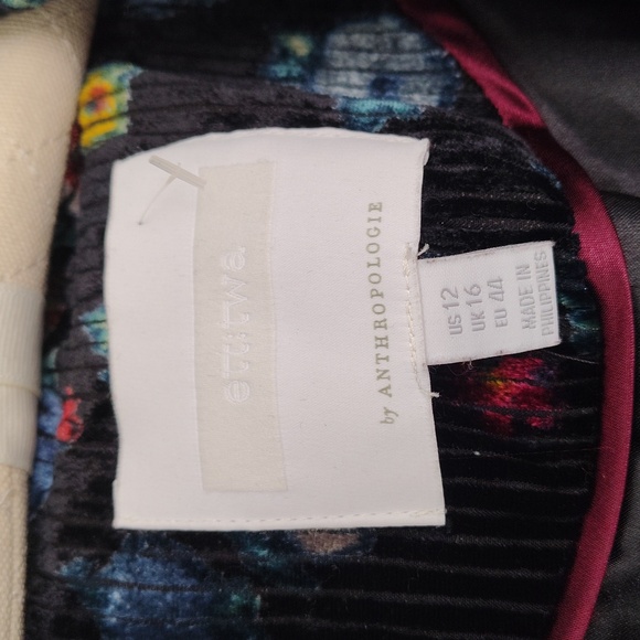 NWOT ANTHROPOLOGIE ett:twa Blooming Blazer Floral Velvet Size 12 - Picture 5 of 14